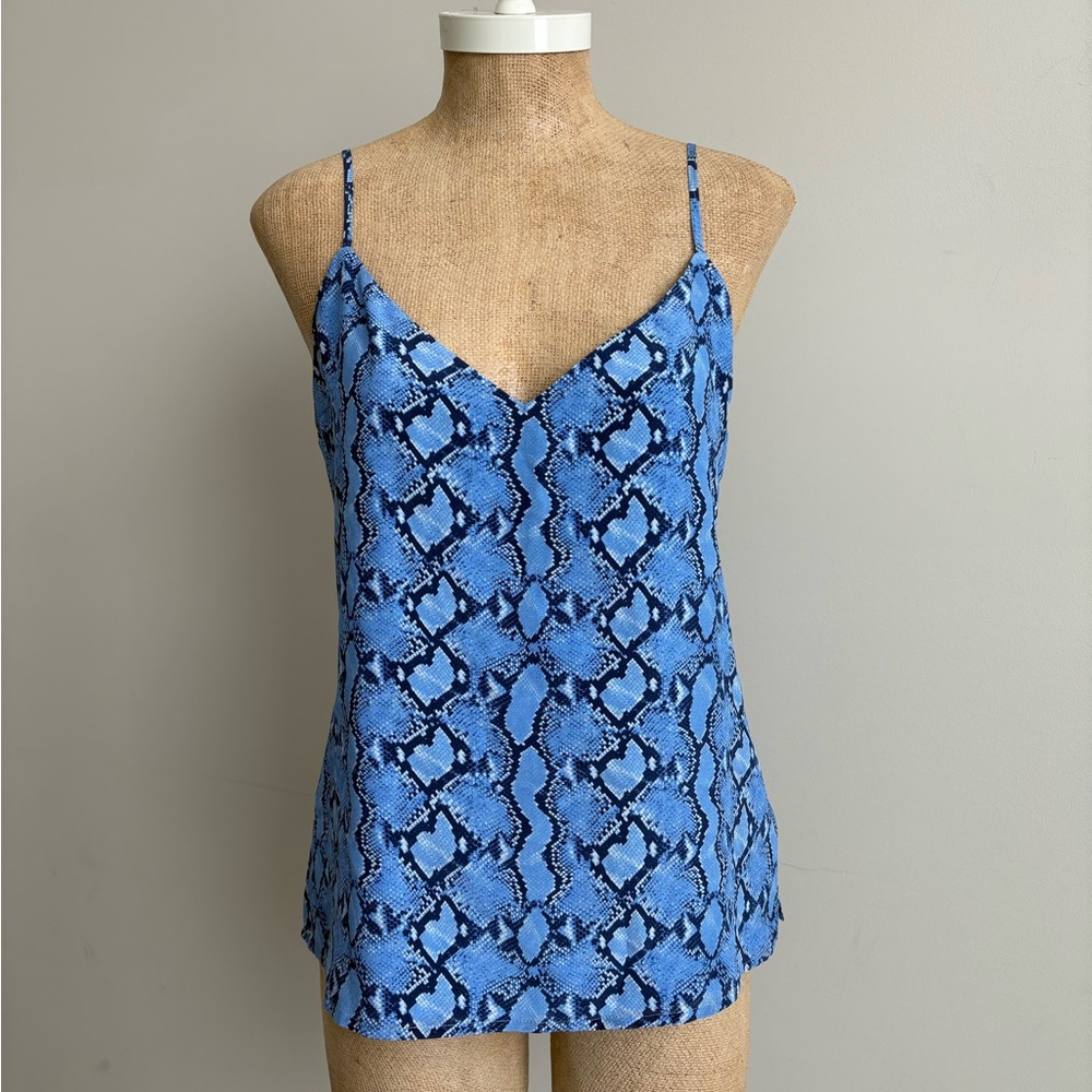 L'AGENCE Jane Paloma Snake Print Cami in Blue SMALL - Picture 3 of 8